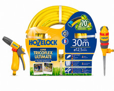 Hozelock Ultimate 30m Hose Pipe, Rotating Sprinkler Pro & Spray Gun Bundle Set