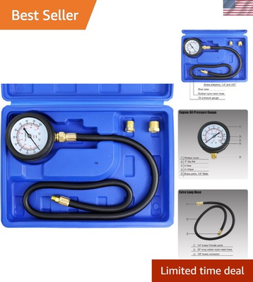 #ad Professional Oil Pressure Tester Kit 0 100 PSI with Brass Adapters amp; Case $28.87