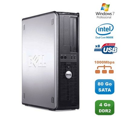 PC DELL Optiplex 760 DT Intel Dual Core E5200 2,5 GHz 4 Go DDR2 80 Go Win 7 Pro