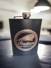 Indian Motorcycle Art  8 oz. Stainless Steel Hip Flask - Biker Pocket Flask