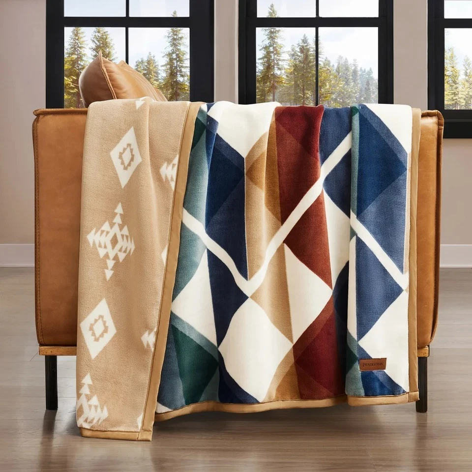 Pendleton Reversible Plush Throw 50 x 70 Savanna Stripe Polyester New FREE SHIP - Image 2 of 4