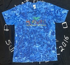 VTG Universal Studios Hollywood Blue Ice Tie Dye Embroidered 90s M T-Shirt USA!