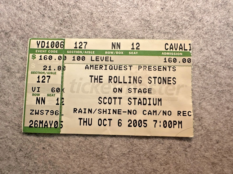 THE ROLLING STONES OCTOBER 6, 2005 TICKET STUB - Scott Stadium UVA