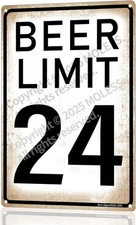"Beer Limit 24" Funny Bar Sign or Man Cave Decor – Vintage Metal Signs | 12X8″ D