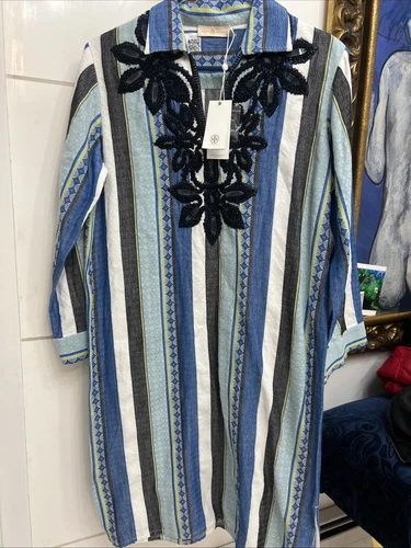 Abito Tory Burch blu e bianco ricamato taglia 4 perfetto prezzo originale 548€
