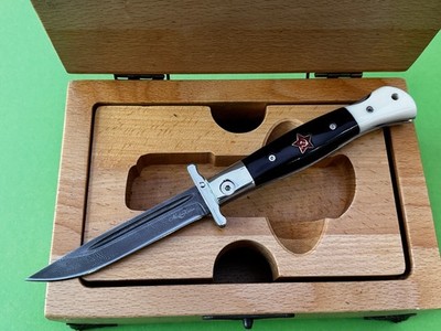 Damast Finka NKVD Stern Outdoor Messer Nazarov Knives Russland Handarbeit HRC 62