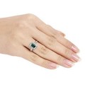 1 CTW Square Cut Emerald & Diamond (Lab created) Ring 925 Silver Sz 8 May Births — photo 2