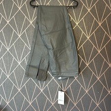 Womens NA-KD Front Slit PU Pants Dark Emerald Trousers EU 38 UK 10 RRP £49.95