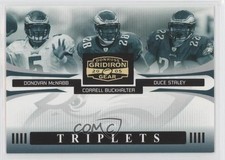 2005 Donruss Gridiron Gear Triplets Gold Donovan McNabb Correll Buckhalter 3c7