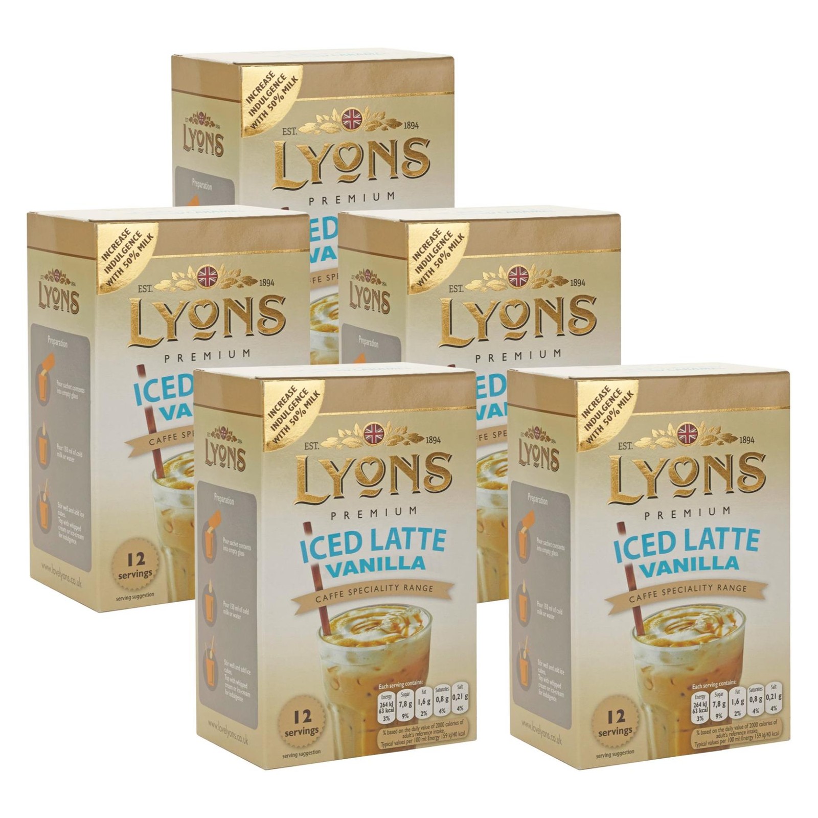 Lyons Iced Latte Vanilla 5x12x15g
