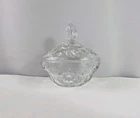 Vintage 1960's Anchor Hocking Prescut Clear Glass Star Of David Candy Dish & Lid