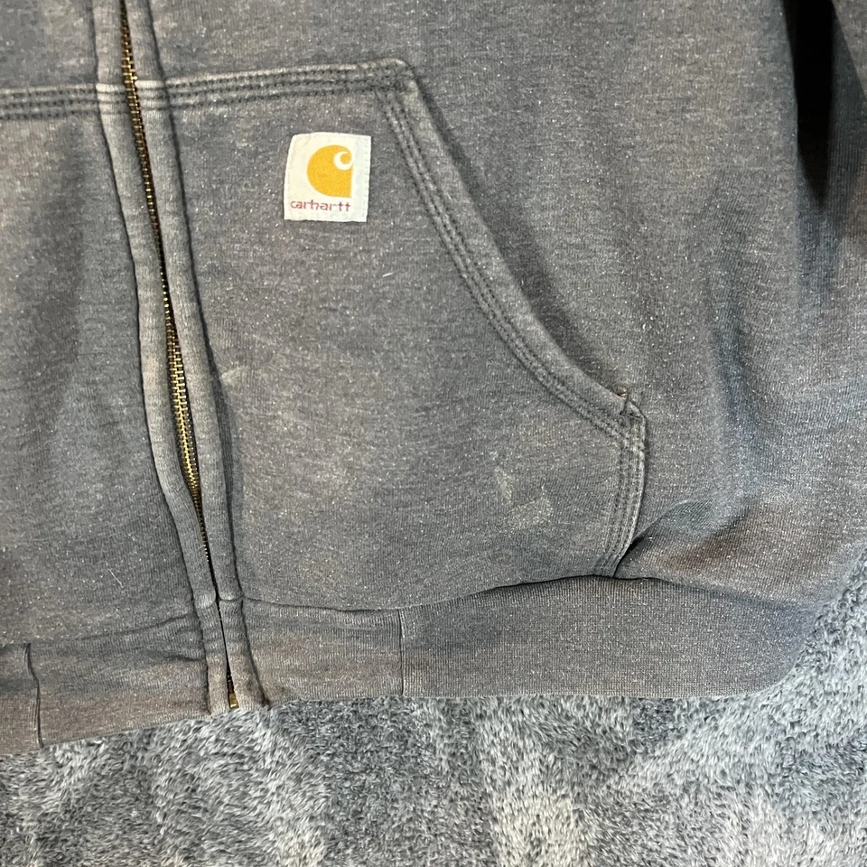 Carhartt Sweatshirt Hoodie Mens Large Tall Gray Zip Front Thermal Lined 100632 - Image 4 of 4