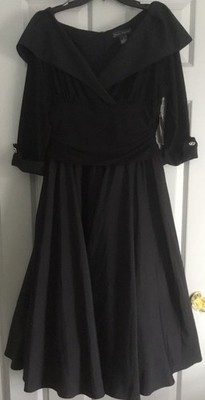 Jessica Howard Black June Cleaver 1960 s Midi Ball Gown Black Sz 16 NWT Vintage