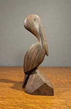 Vintage Hand Carved Pelican Bird Beach House Decor Hand Made Sea Bird