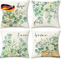 Eukalyptus KissenbezüGe 45X45 Cm Floral GrüN FüR Sofa Wohnzimmer Dekoration Set