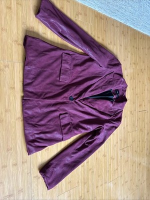 Neiman Marcus Leather Jacket Blazer Women Size L Burgundy /Maroon