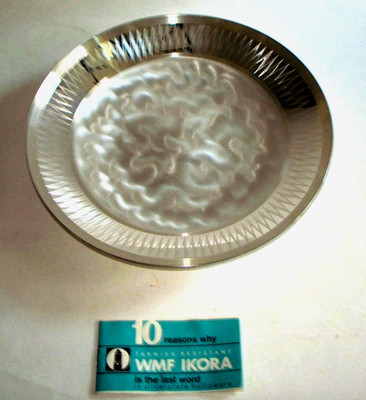 VTG WMF IKORA, Brush Swirl Finish German Silverplate Footed Round Serving Tray
