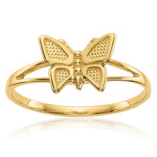 14K Solid Yellow Gold Butterfly Statement Ring