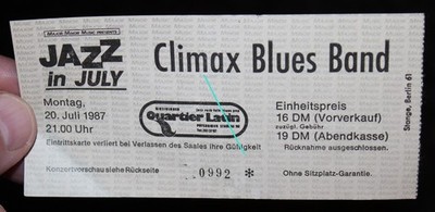 Climax Blues Band ,Eintrittskarte Berlin 1987