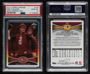 2012 Topps Chrome Sepia-Tone Refractor /99 Kirk Cousins PSA 10 GEM MT Rookie RC