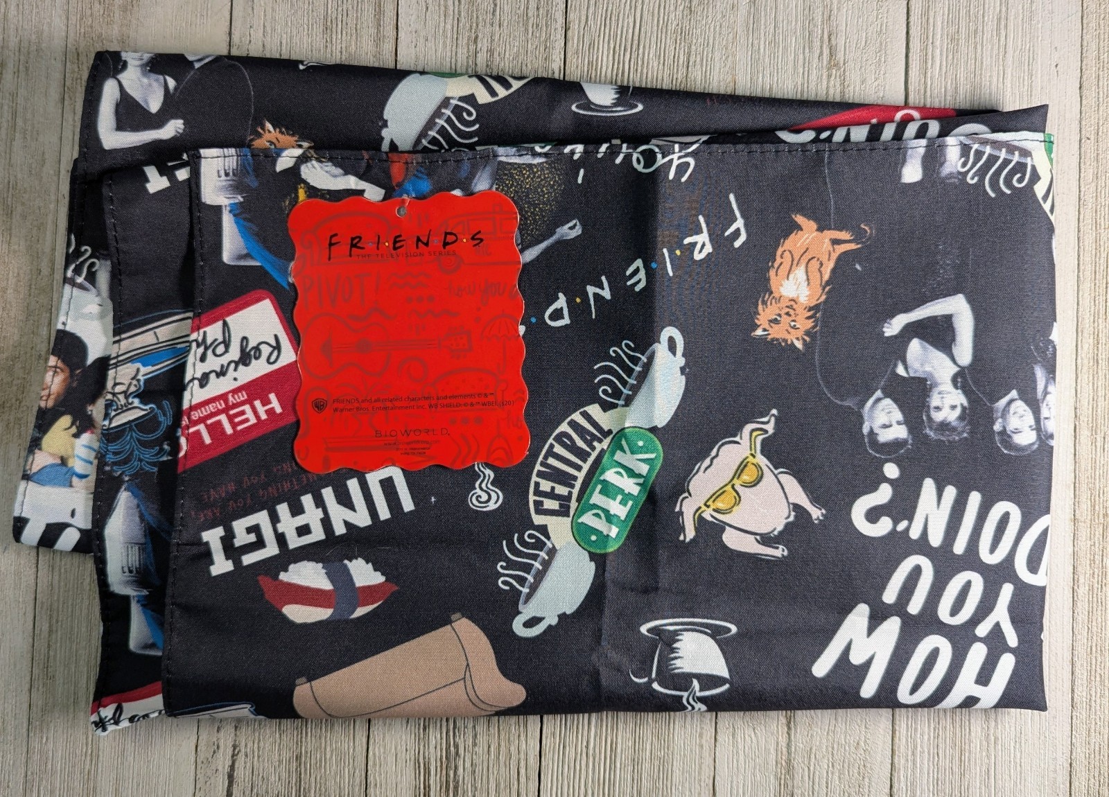 Friends Scarf Black Bandana Handkerchief All Over Collage Print Adult Bioworld