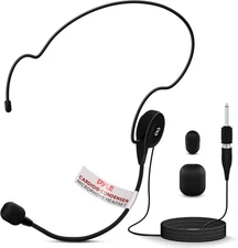 Pyle Double Over Ear Microphone Headset-w/ 3.5mm / 1/4" Adapter, 4ft Cable