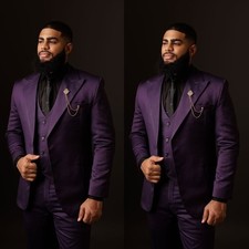 Men's Suits Peak Lapel Formal Business Wedding Groom Tuxedo Prom Coat Pant Vest
