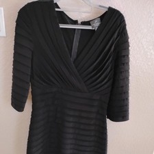 Adrianna Papell Shutter Pleat V Neck vampy bodycon chic glam dark acadamia
