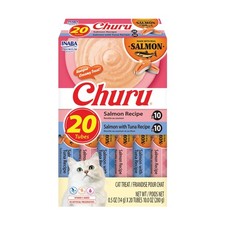 INABA Churu Creamy, Lickable Wet Cat Treats, 0.5 oz Tube,20 Tubes,Salmon Variety