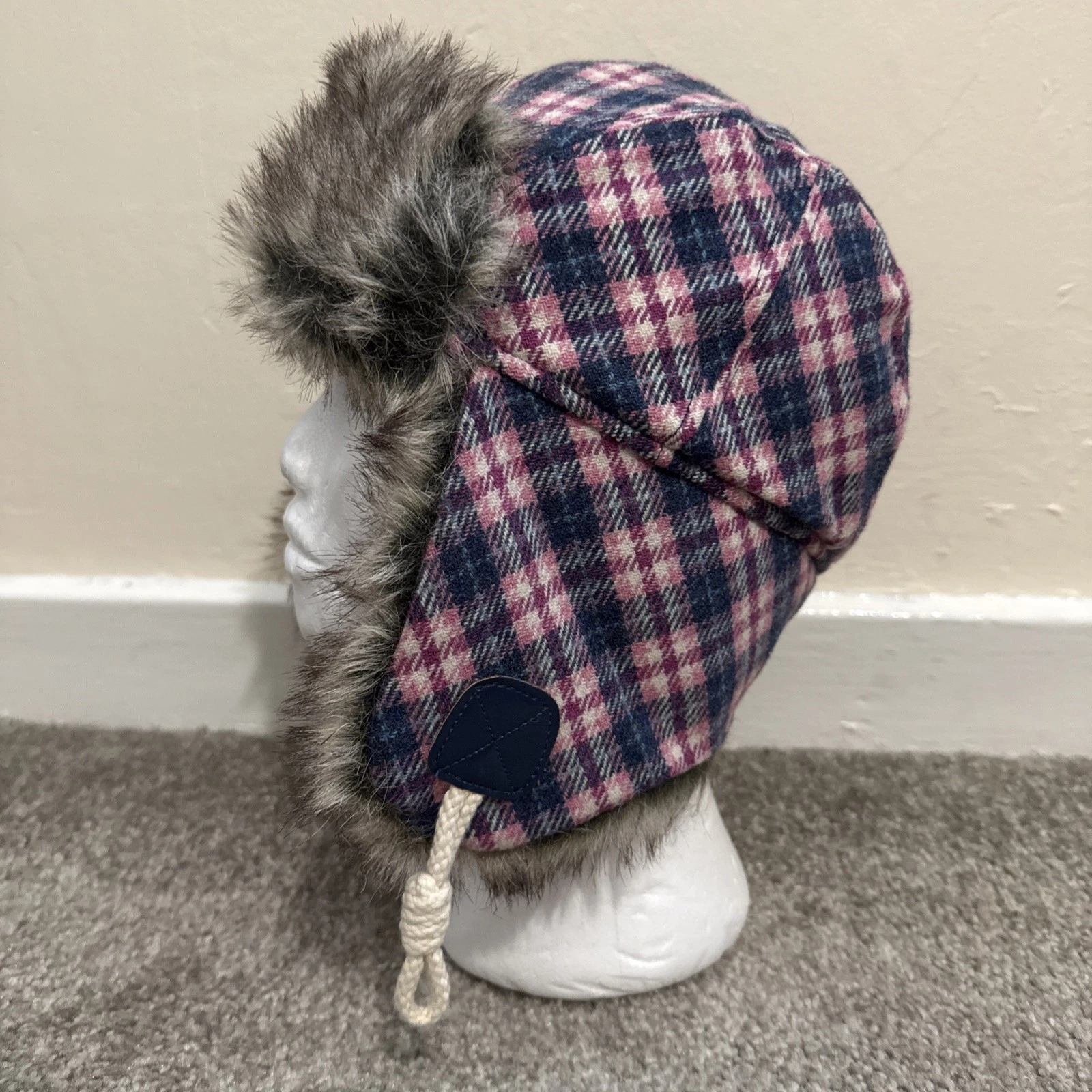 Ness Wool Trapper Hat Womens One Size Tartan Plaid Jamie New