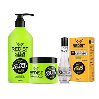 Redist Keratin Complex Set | Shampoo 1000ml + Haarkur 475ml + Haaröl 100ml