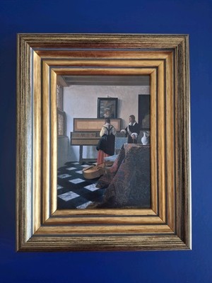Lady at the Virginals with a Gentleman | Framed Print on Canvas ca.265x215mm NEW