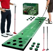 Golf Pong Game Set, Golf Putting Green Mat with 2 Putters, 2 Golf Balls,12 Hole