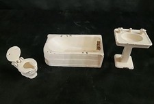 Vintage Arcade Mfg Co 3 pc Dollhouse Toy Bathroom Furniture Set Cast Iron