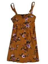 American Eagle Yellow Floral Print Faux Button-Front Mini Dress Women's Size XS