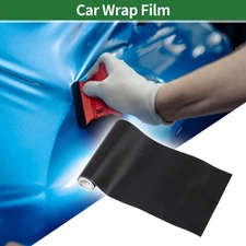 Car Wrap Film 3.28 ft x 3.94 inch Matte Black 1 Pc Exterior Interior Protective