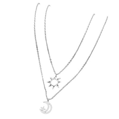 Moon Star for Sun Pendant Necklace Fashion Jewelry Gift for Women Teen Girls Cou