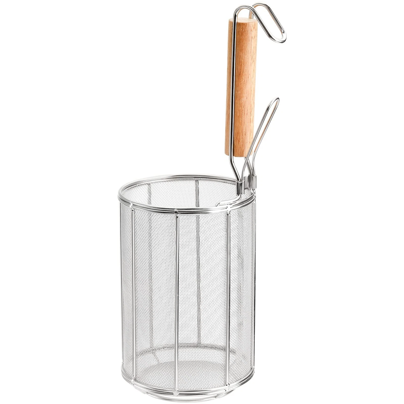 Spaghetti Pasta Strainer Spoon, Stainless Steel Noodle Strainer with Wood Han...