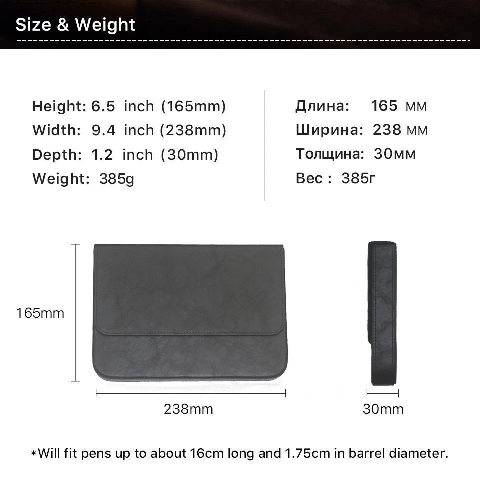 Leather 12 Slots Hard Fountain Pen Case Stationery Storage Box Organizer Black - Image 2 of 4