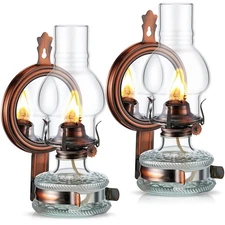Yexiya 2 Pcs Large Kerosene Lamp Lantern Chamber Oil Wall Mounted Vintage Gla...