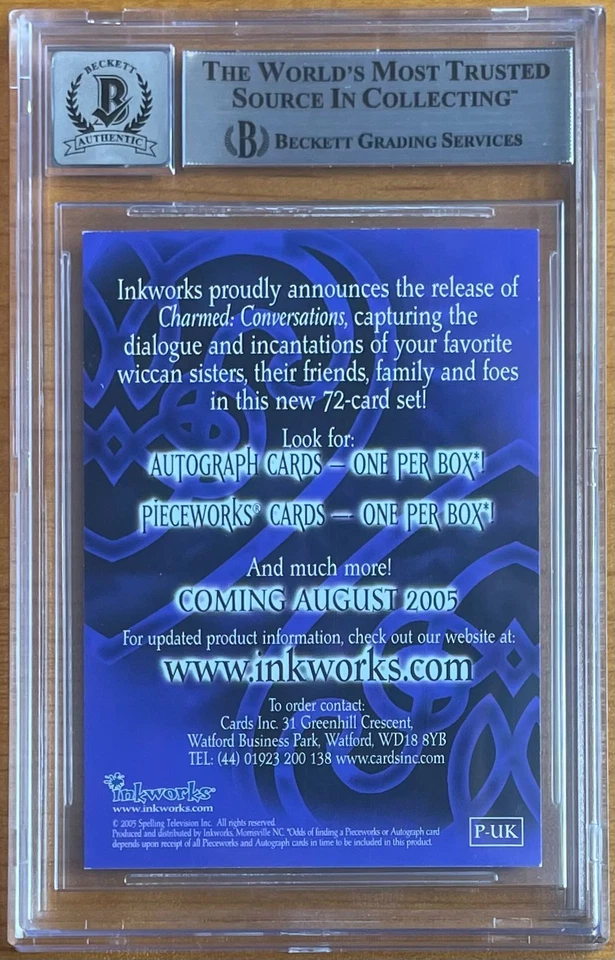 ALYSSA MILANO SIGNED 2005 INKWORKS CHARMED UK PROMOS #PUK BAS BGS 10 AUTO RARE - Image 2 of 2