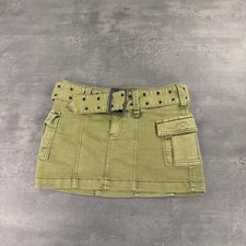Urban Outfitters Skirt Womens S Cargo Olive Green Grommet Belt Utility EUC