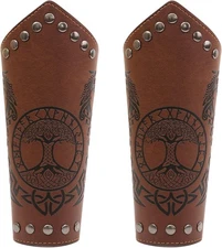 JAOYU Leather Bracer Medieval Vambrace Wrist Armor Arm Cuff Viking Arm Guard Lea