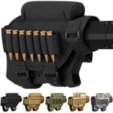 Tactical Adjustable Buttstock Cheek Rest Pad Ammo Pouch with 7 Shells Holder US