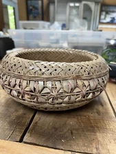 Chinese Wicker Bamboo  double Wall Oval, 8” By 9” , 4” Tall