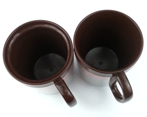 Folgers Coffee Mug Plastic Instant Coffee Crystals Brown Red Lot of 2 Vintage - Picture 9 of 16