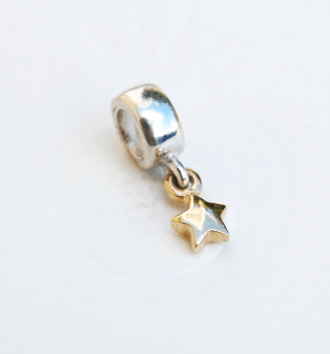 Genuine Pandora two tone Dangle Charm "Star" - 790139 - retired - 第 1/2 張圖片