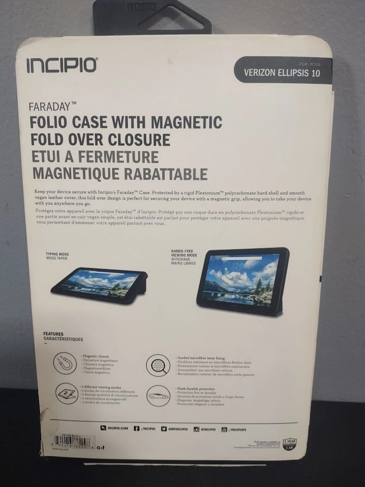 Incipio Faraday Verizon Ellipsis 10 Black Tablet Folio Case Cover Magnetic Fold - Image 4 of 4