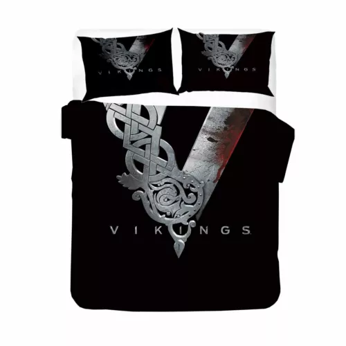 Norse Viking Rune Vegvisir Blood Eagle Duvet Quilt Cover Set Boy Bedding Single - Picture 18 of 28