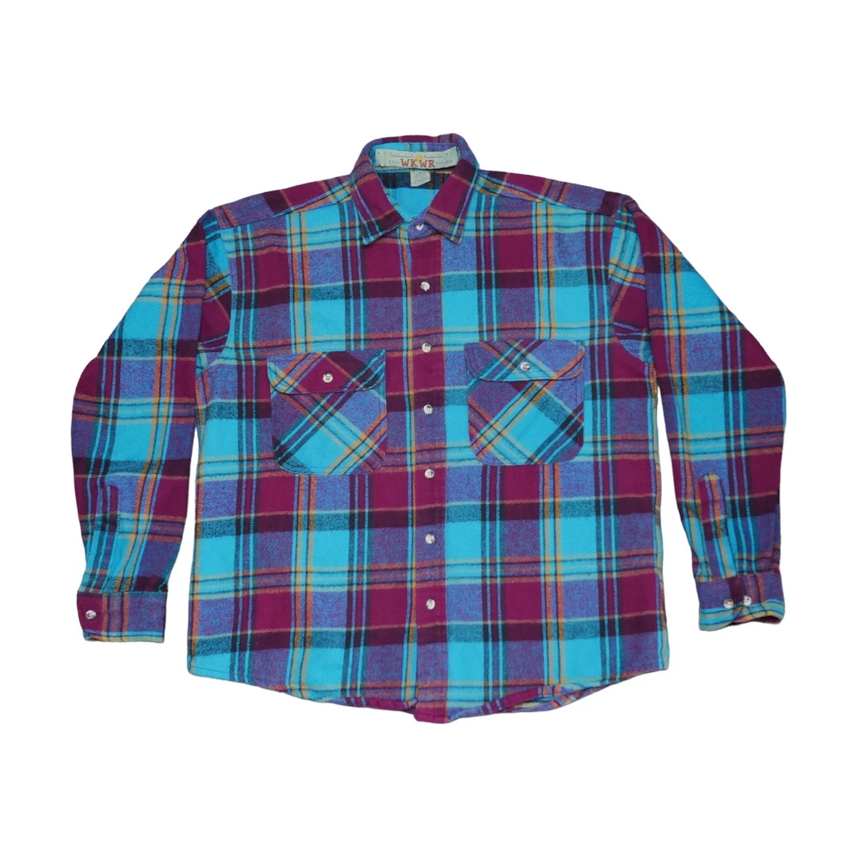 Vintage Anchor Blue Global Workwear Heavy Flannel Shirt Southwestern Size Medium